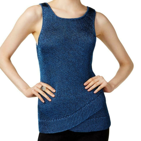 Bar III Tops - Bar III Blue Sleeveless Rayon Sweater Size XL NWT